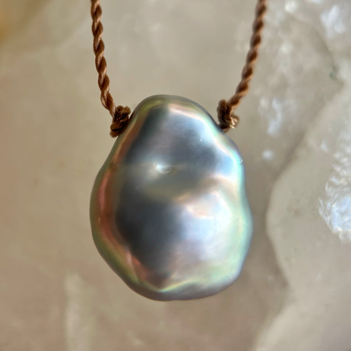 Gray Keshi Pearl Cord Necklace