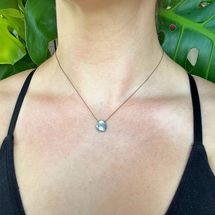 Gray Keshi Pearl Cord Necklace