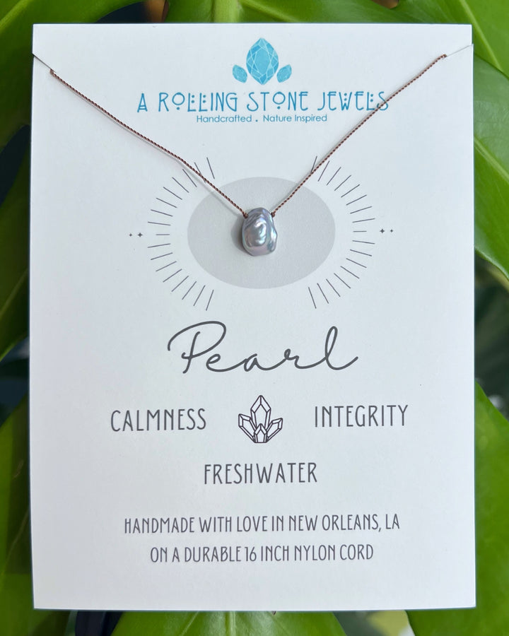 Gray Keshi Pearl Cord Necklace