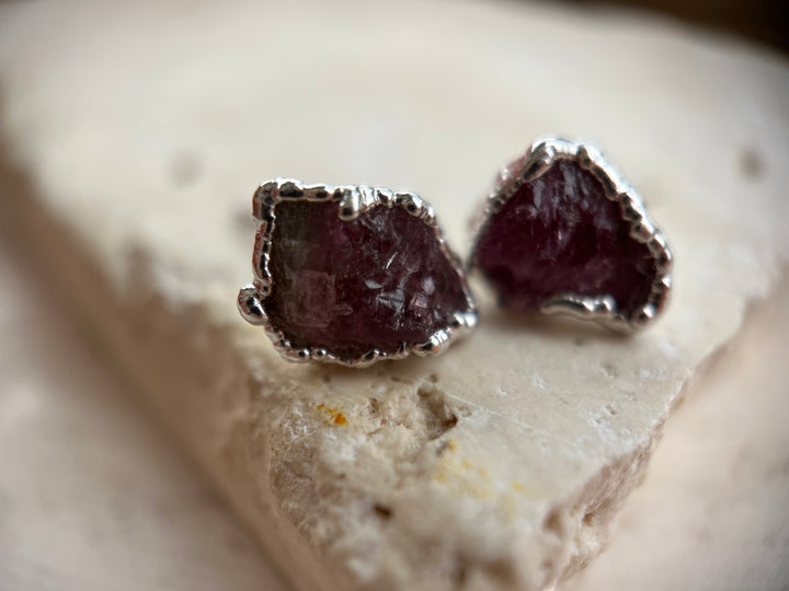 Pink Tourmaline Studs