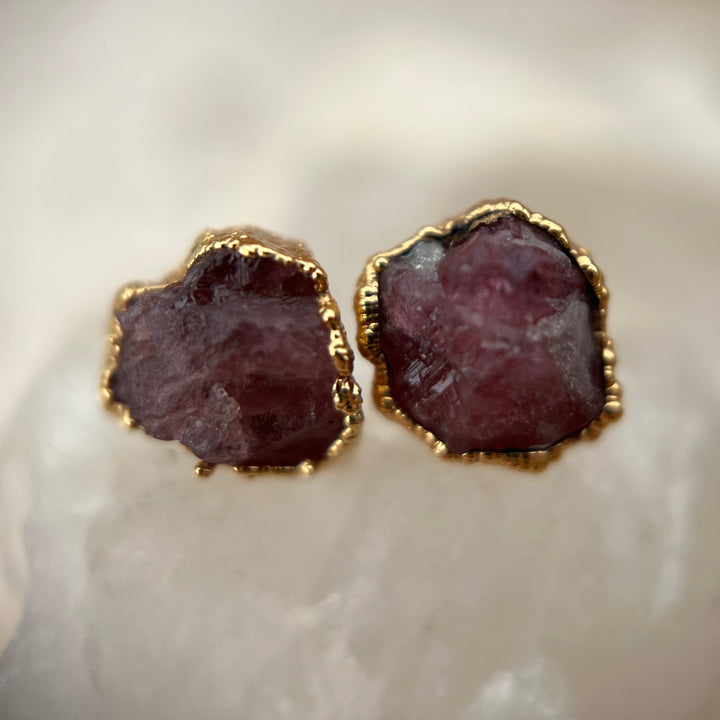 Pink Tourmaline Studs