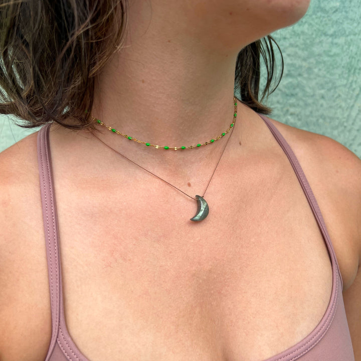 Labradorite Moon Cord Necklace