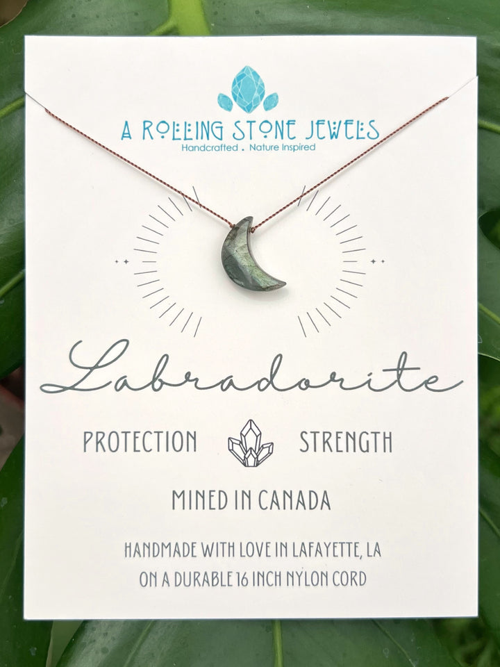 Labradorite Moon Cord Necklace