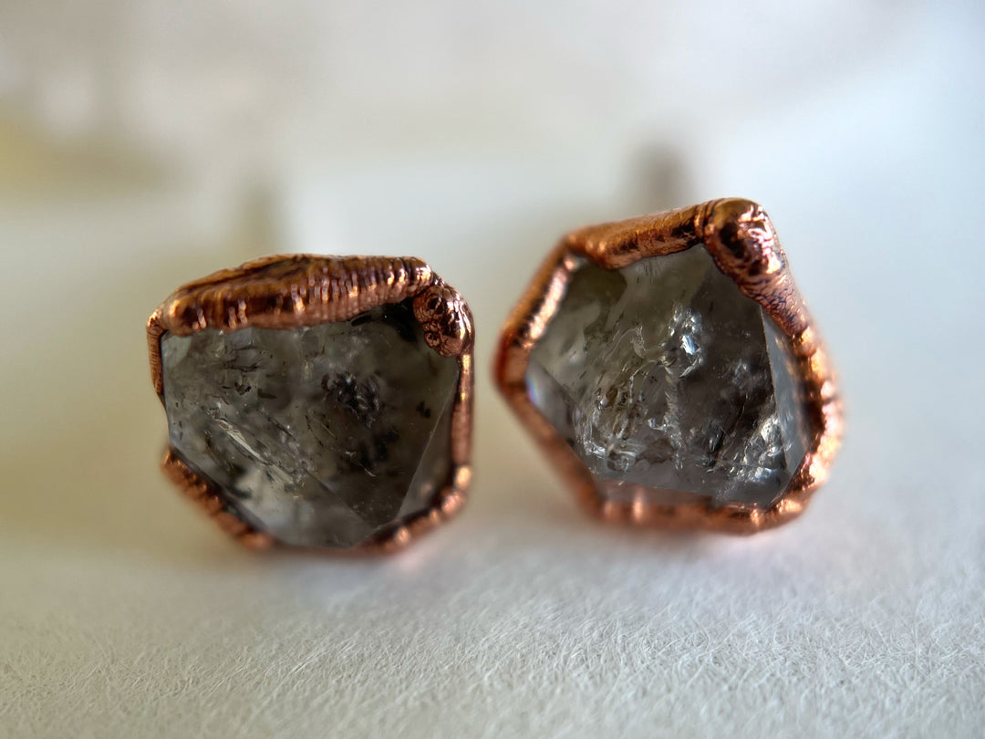 Herkimer Diamond Studs // Copper