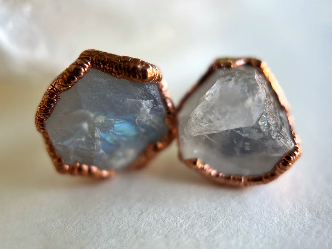 Moonstone Studs // Copper