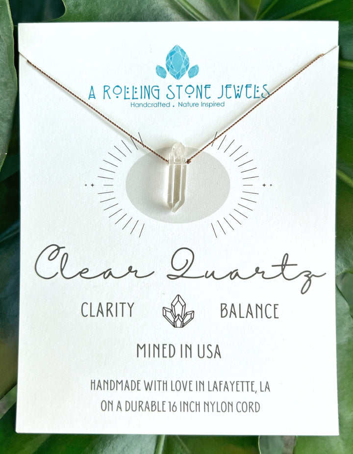 Clear Quartz Wand Cord Necklace