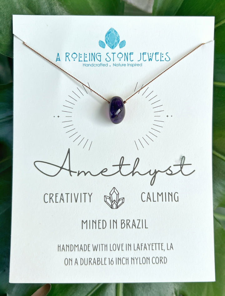 Amethyst Tumbled Cord Necklace