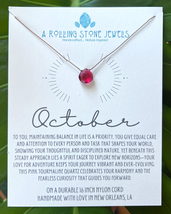 October Birthstone Cord Necklace