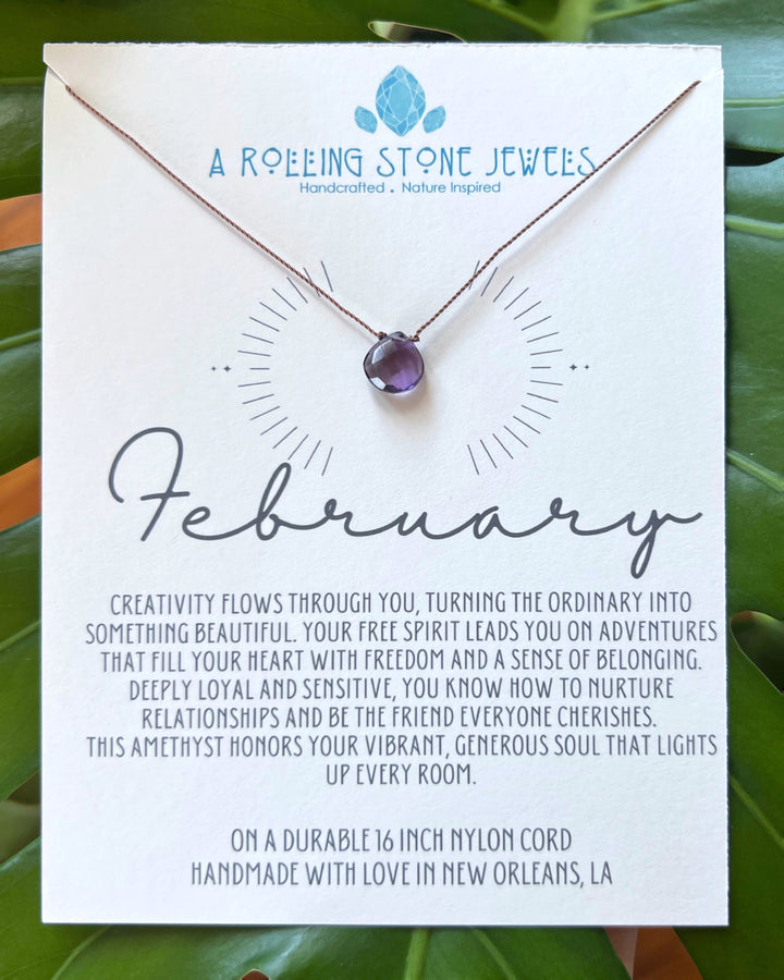 February Birthstone Cord Necklace