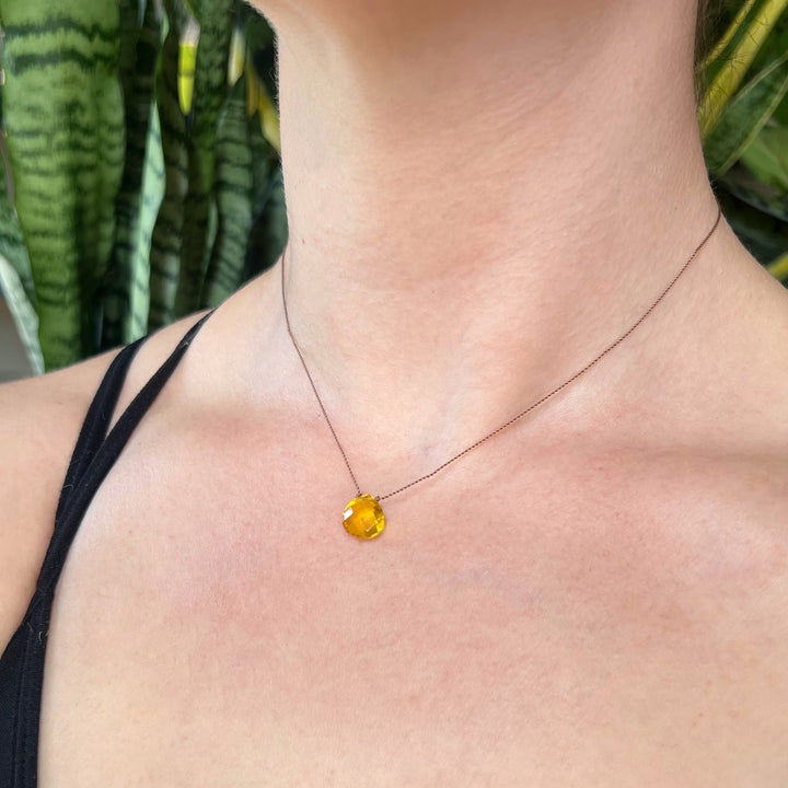 Citrine Droplet Cord Necklace