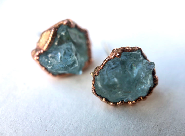 Aquamarine Studs // Copper