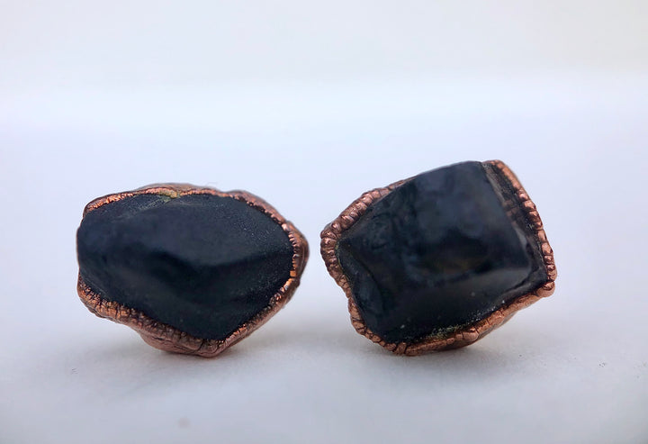Black Spinel Studs // Copper