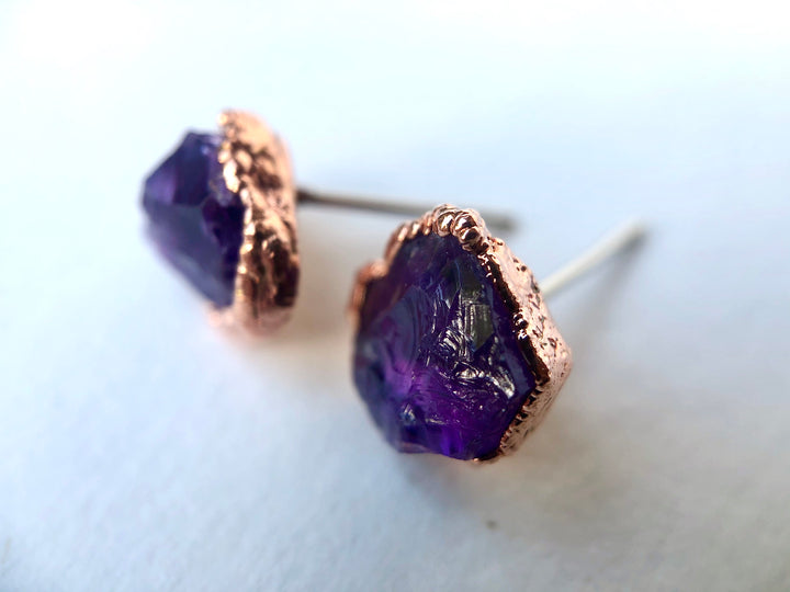 Amethyst Studs // Copper