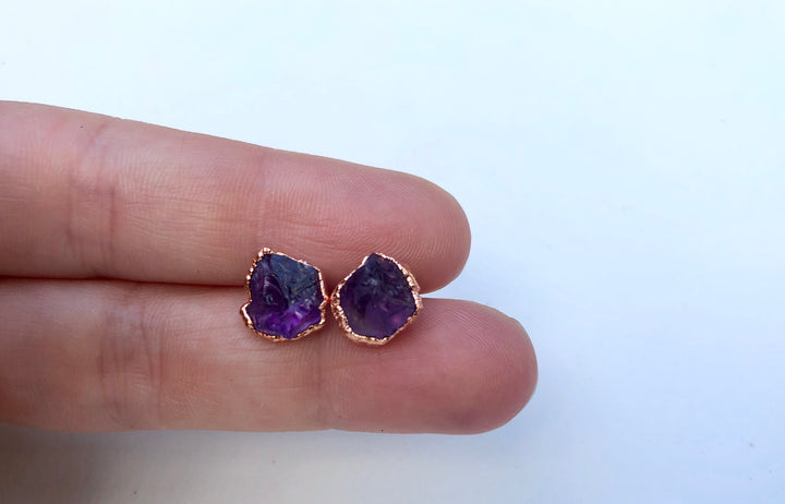 Amethyst Studs // Copper