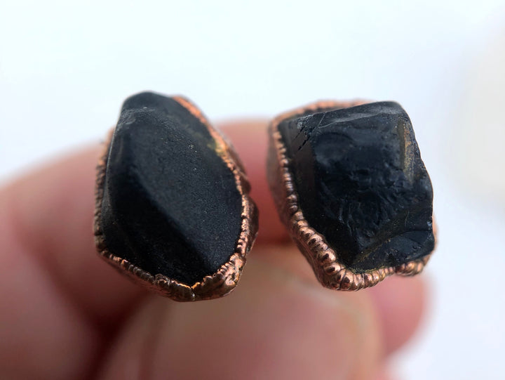 Black Spinel Studs // Copper