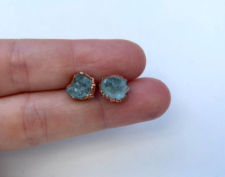 Aquamarine Studs // Copper