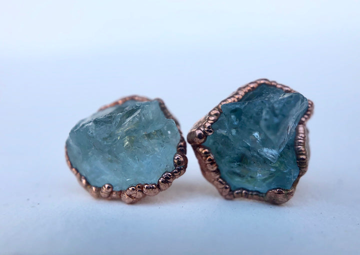 Aquamarine Studs // Copper
