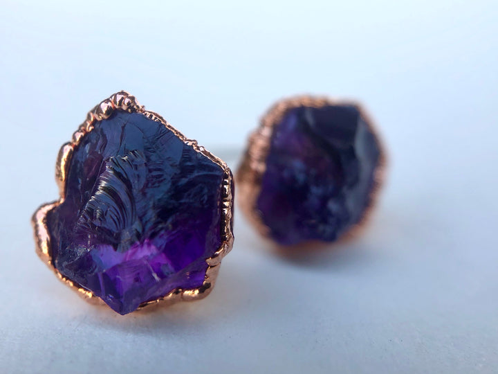 Amethyst Studs // Copper