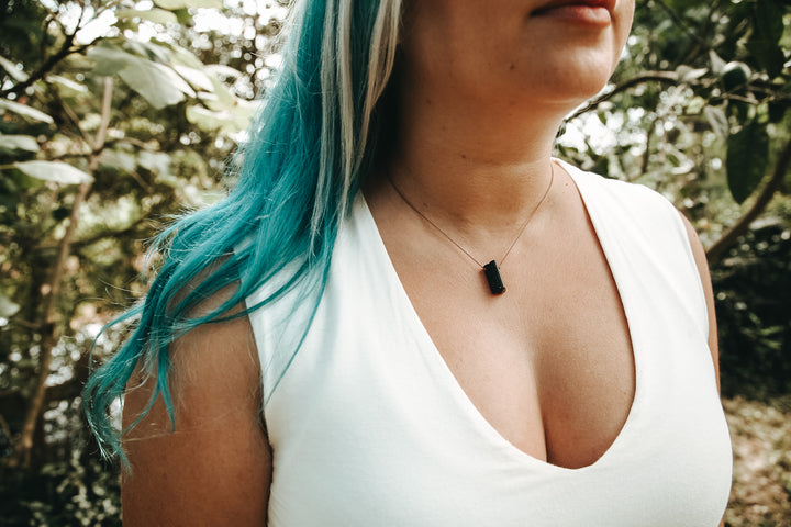 Black Tourmaline Cord Necklace