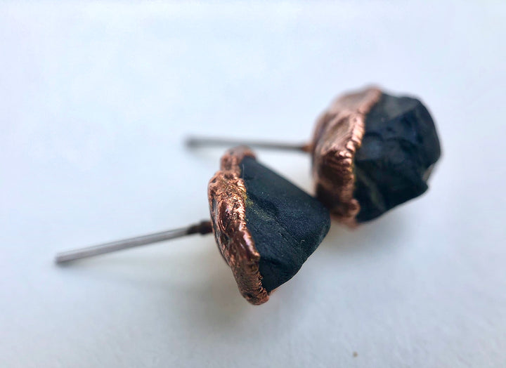 Black Spinel Studs // Copper