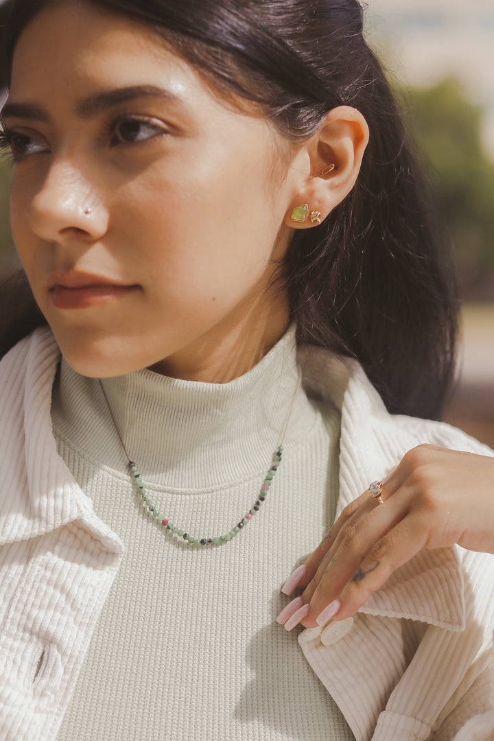 Ruby Zoisite Beaded Cord Necklace