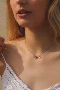 Pink Quartz Triple Cord Necklace
