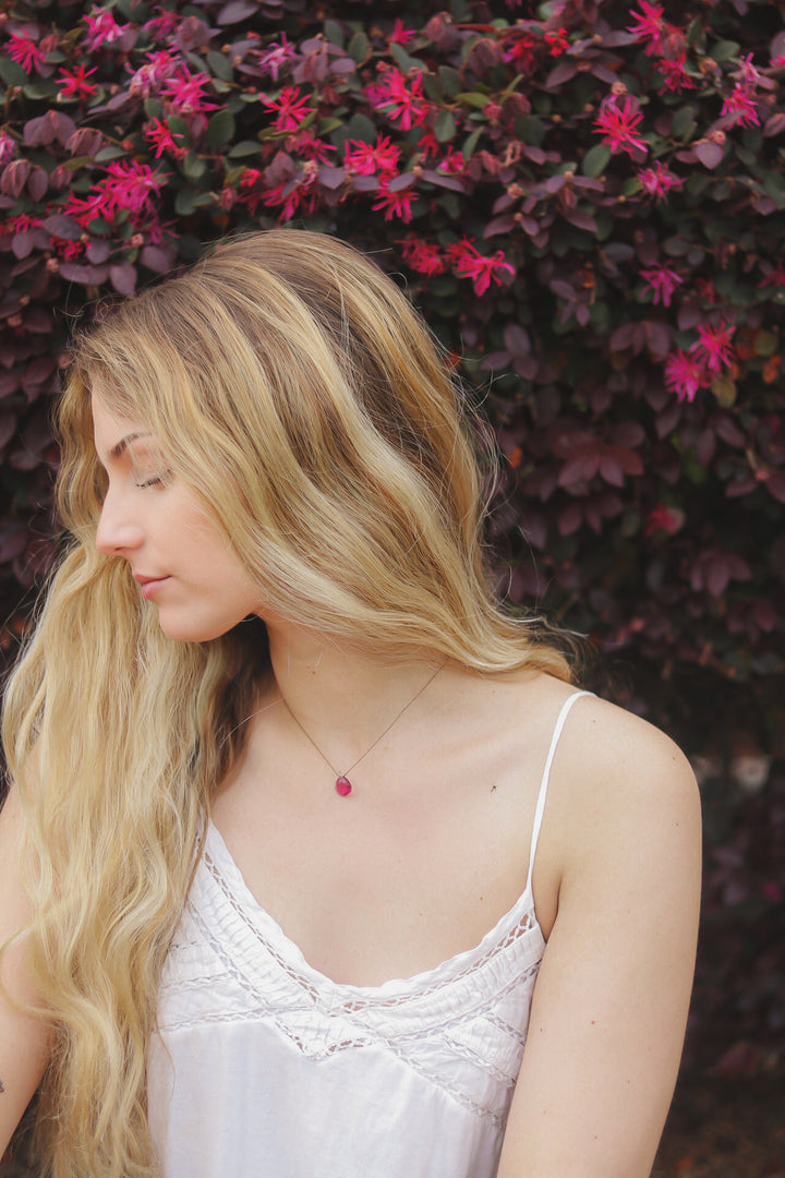 Pink Quartz Cord Necklace