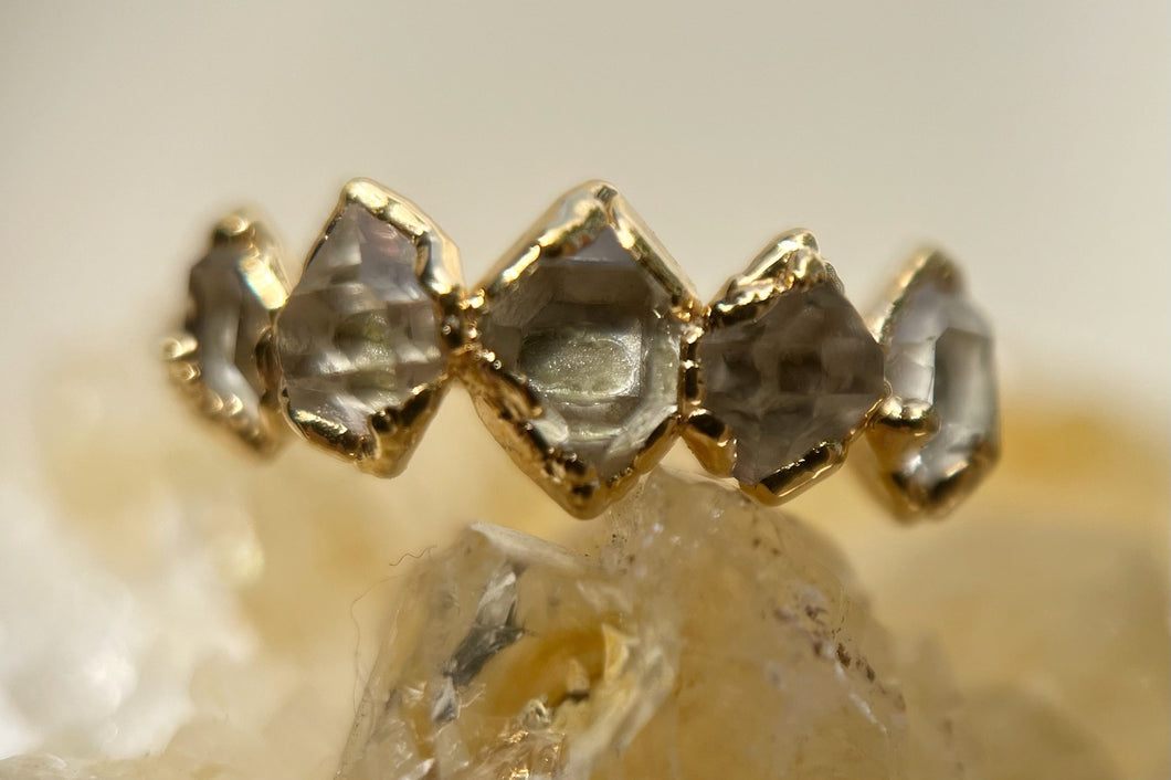 Custom 5 Stone Herkimer Ring