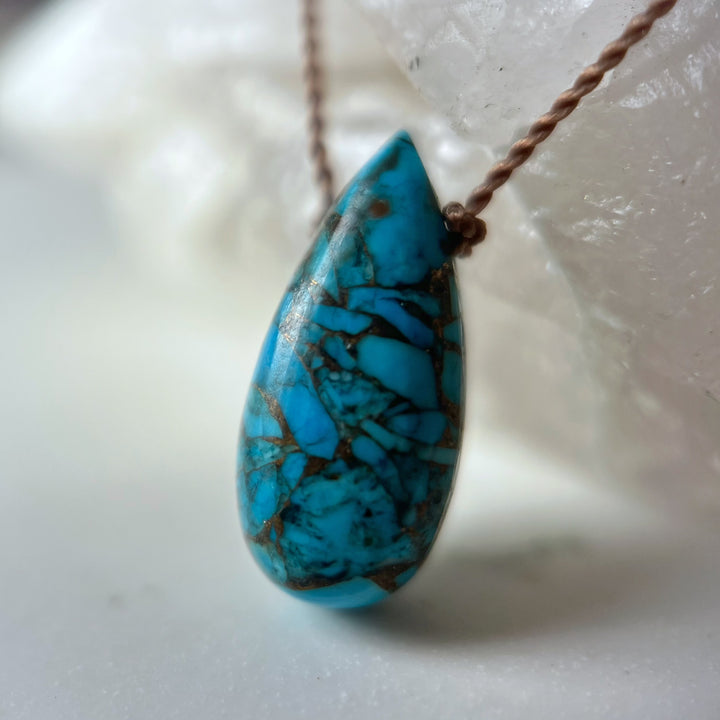 Copper Turquoise Cord Necklace