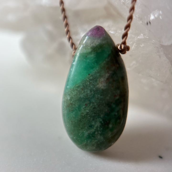 Ruby Zoisite Cord Necklace