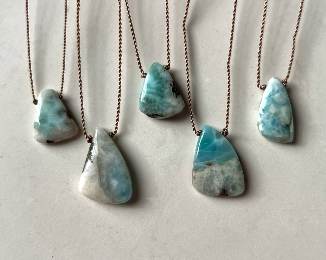 Larimar Freeform Cord Necklace