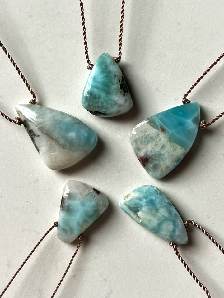 Larimar Freeform Cord Necklace