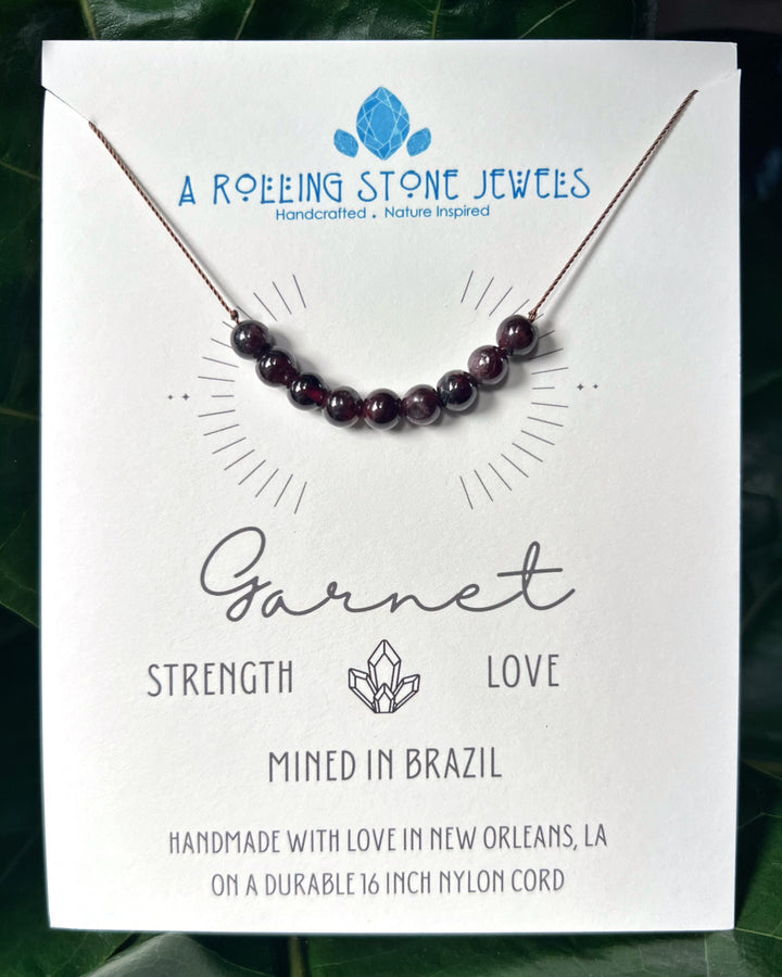 Garnet Beaded Cord Necklace