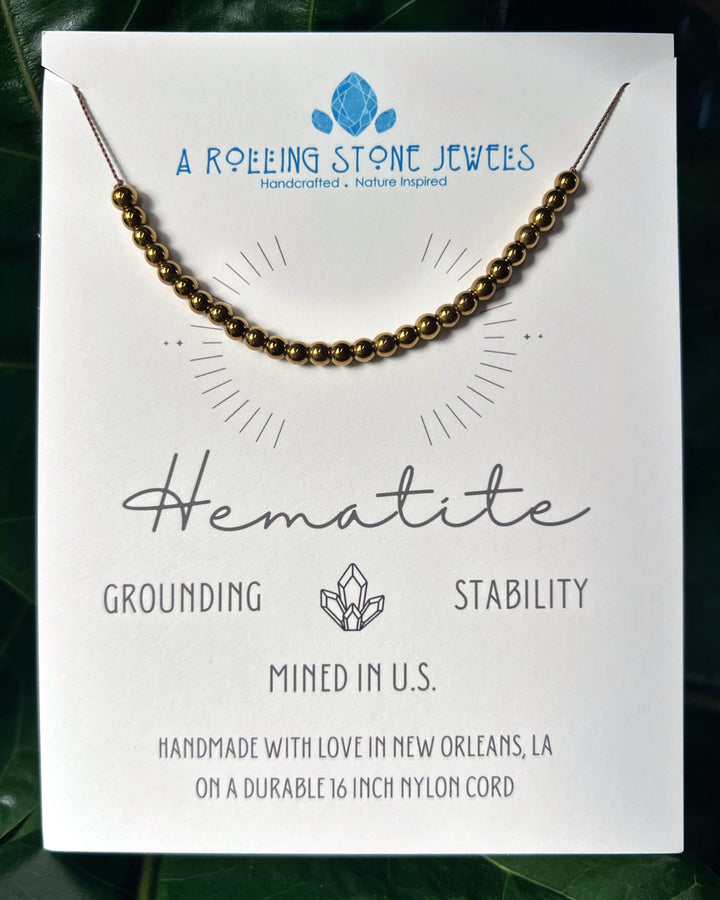 Hematite Gold Cord Necklace