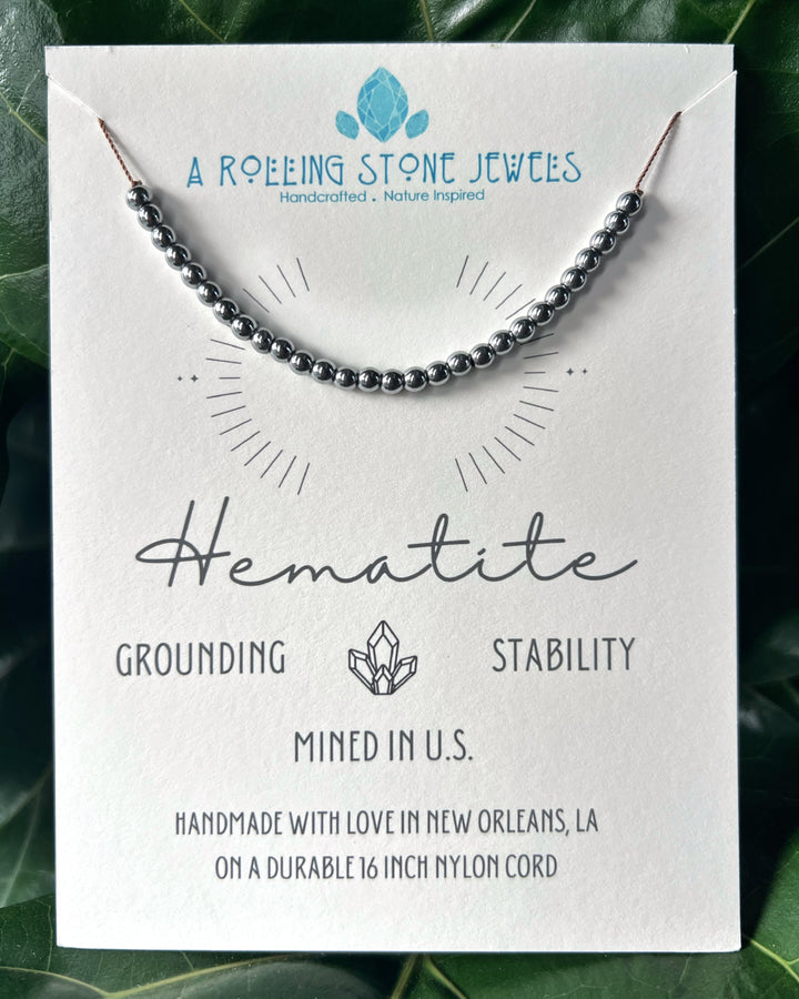 Hematite Silver Cord Necklace