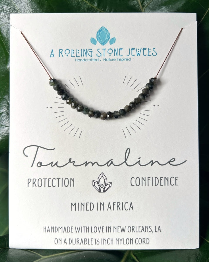 Tourmaline Beaded Cord Necklace