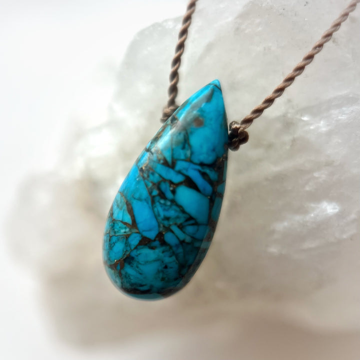 Copper Turquoise Cord Necklace