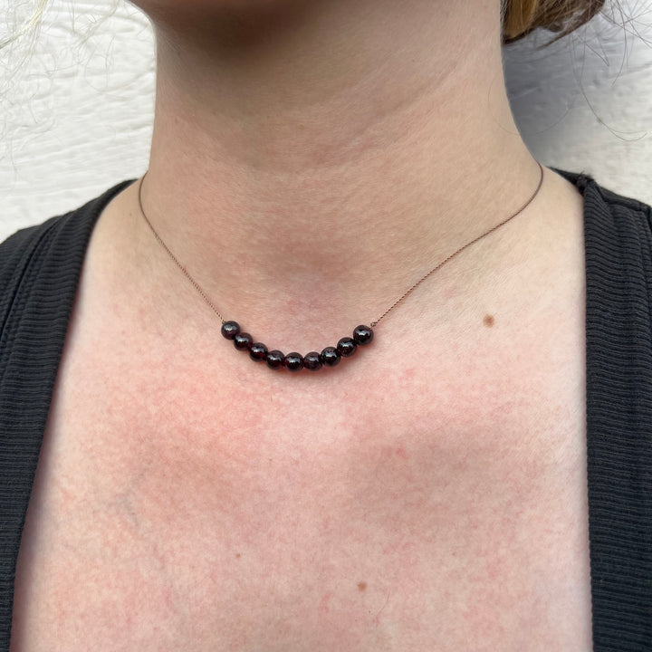 Garnet Beaded Cord Necklace