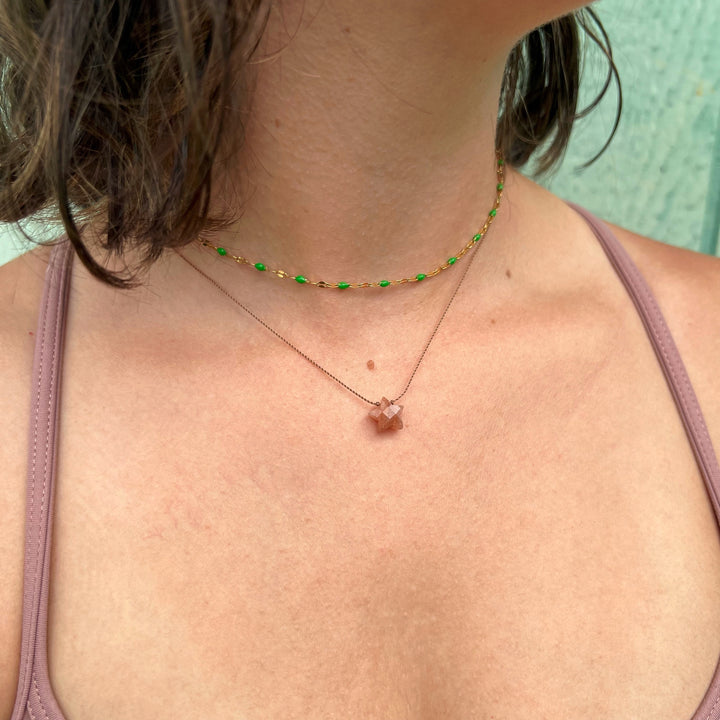 Sunstone Star Cord Necklace