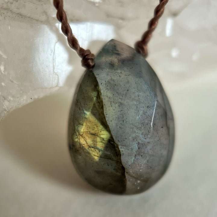 Labradorite Faceted Cord Necklace