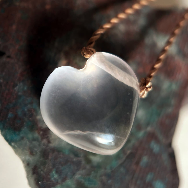 Rose Quartz Heart Cord Necklace