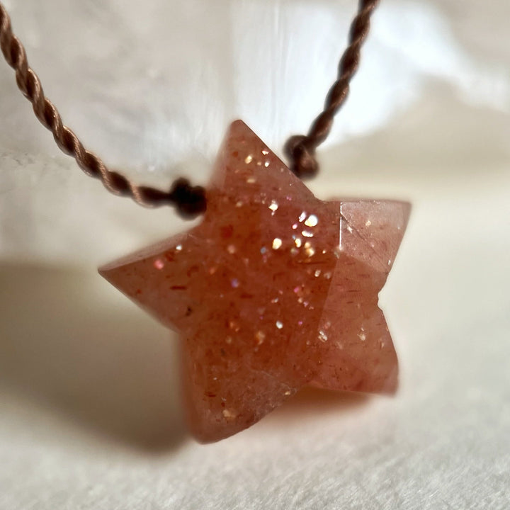 Sunstone Star Cord Necklace