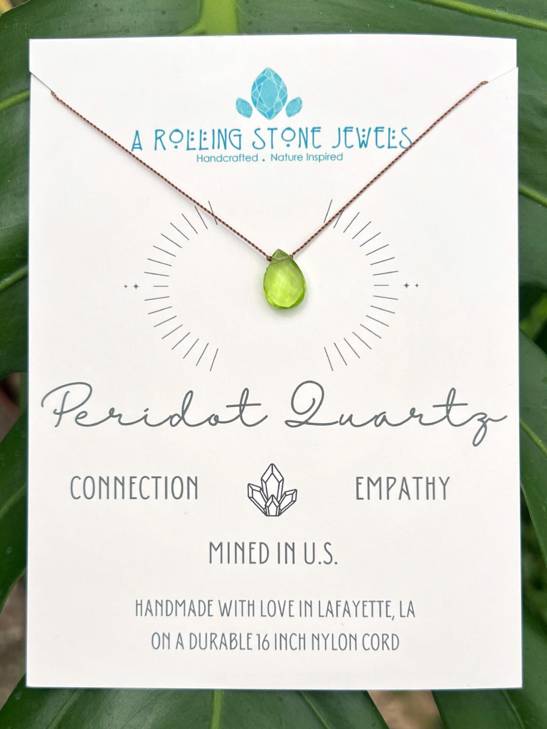 Peridot Quartz Cord Necklace