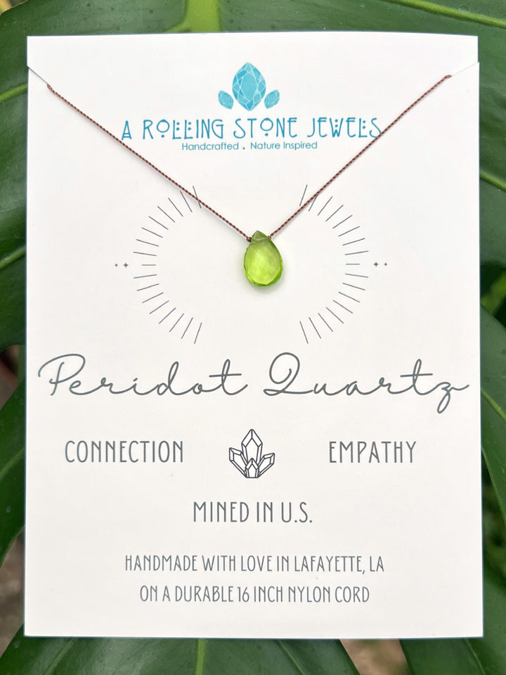 Peridot Quartz Cord Necklace