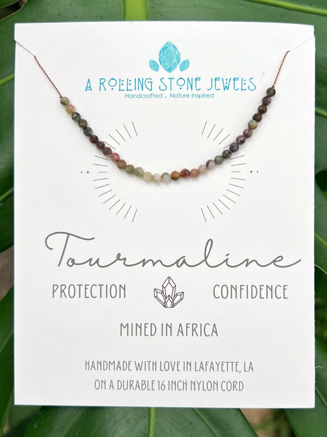 Rainbow Tourmaline Beaded Cord Necklace