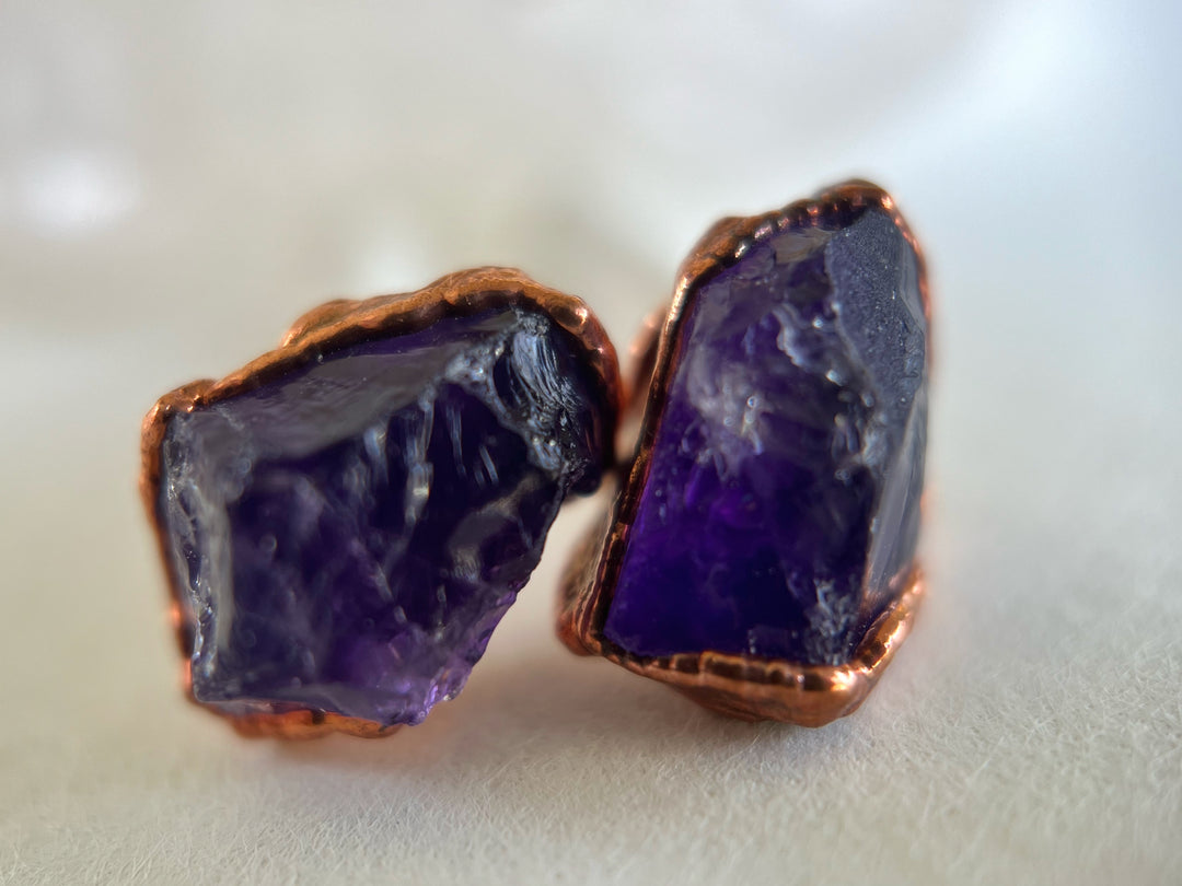 Amethyst Studs // Copper