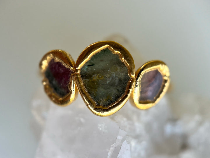 Triple Watermelon Tourmaline Ring