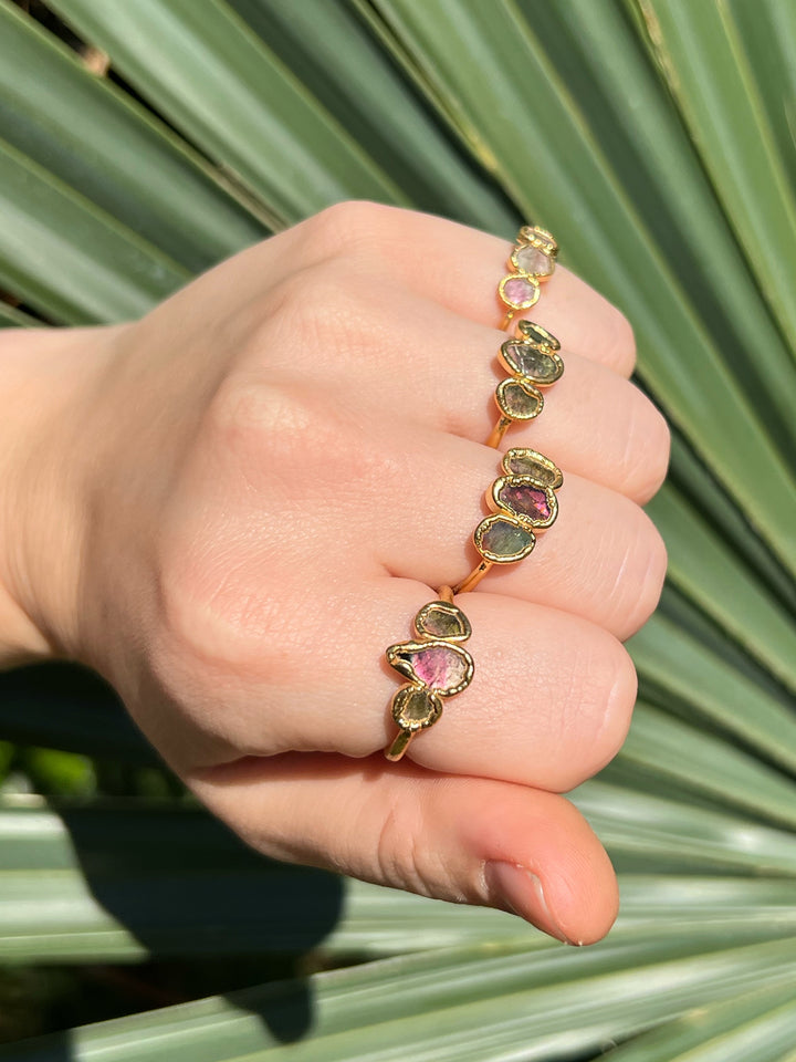 Triple Watermelon Tourmaline Ring