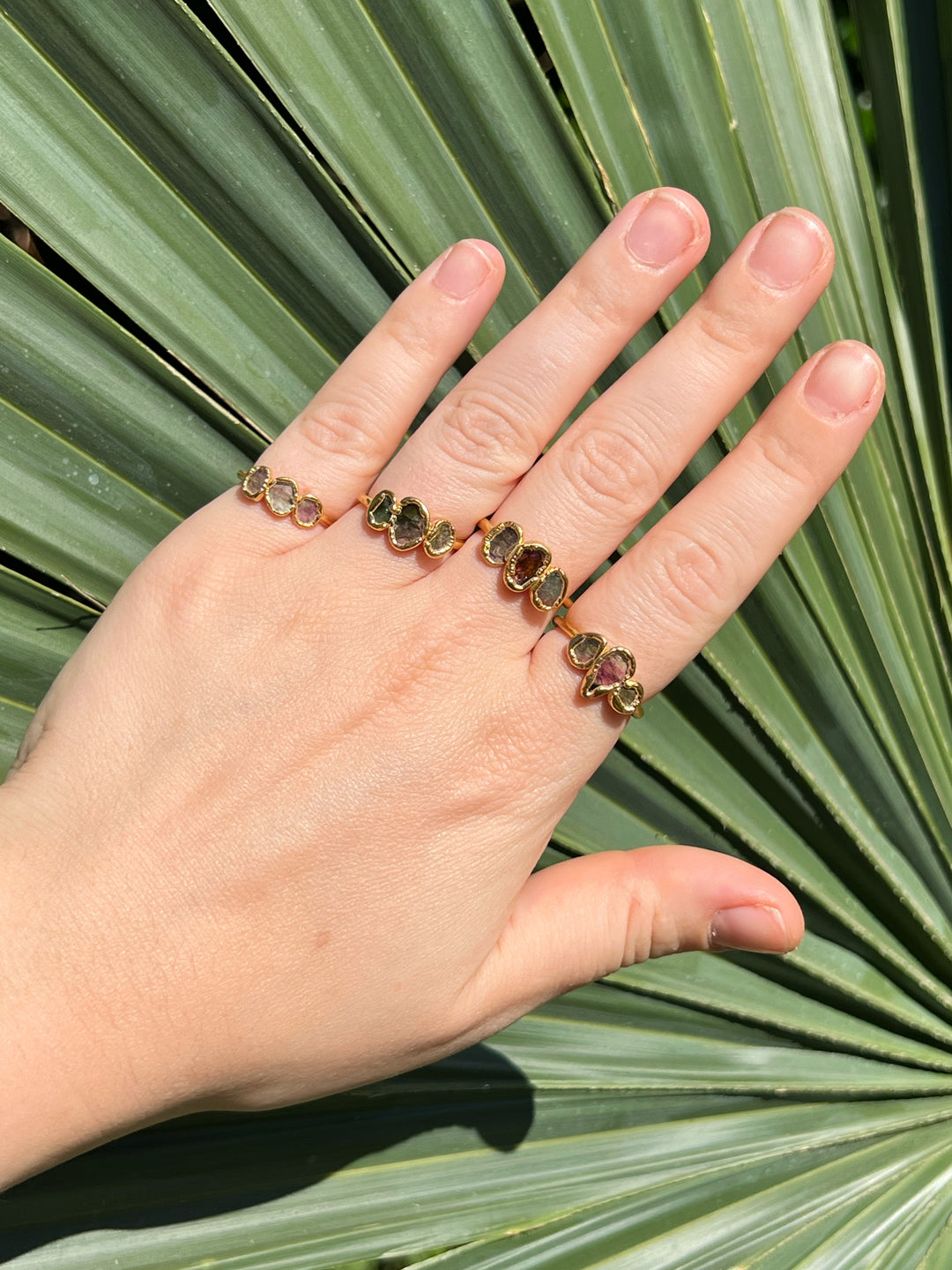 Triple Watermelon Tourmaline Ring