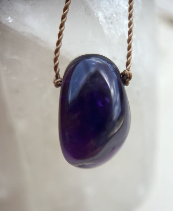 Amethyst Tumbled Cord Necklace